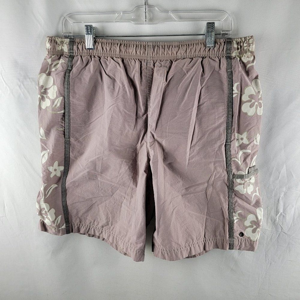 Gap Swim Shorts Mens Medium Purple Trunks Mesh Lined Nylon Blend Hawaiian Floral